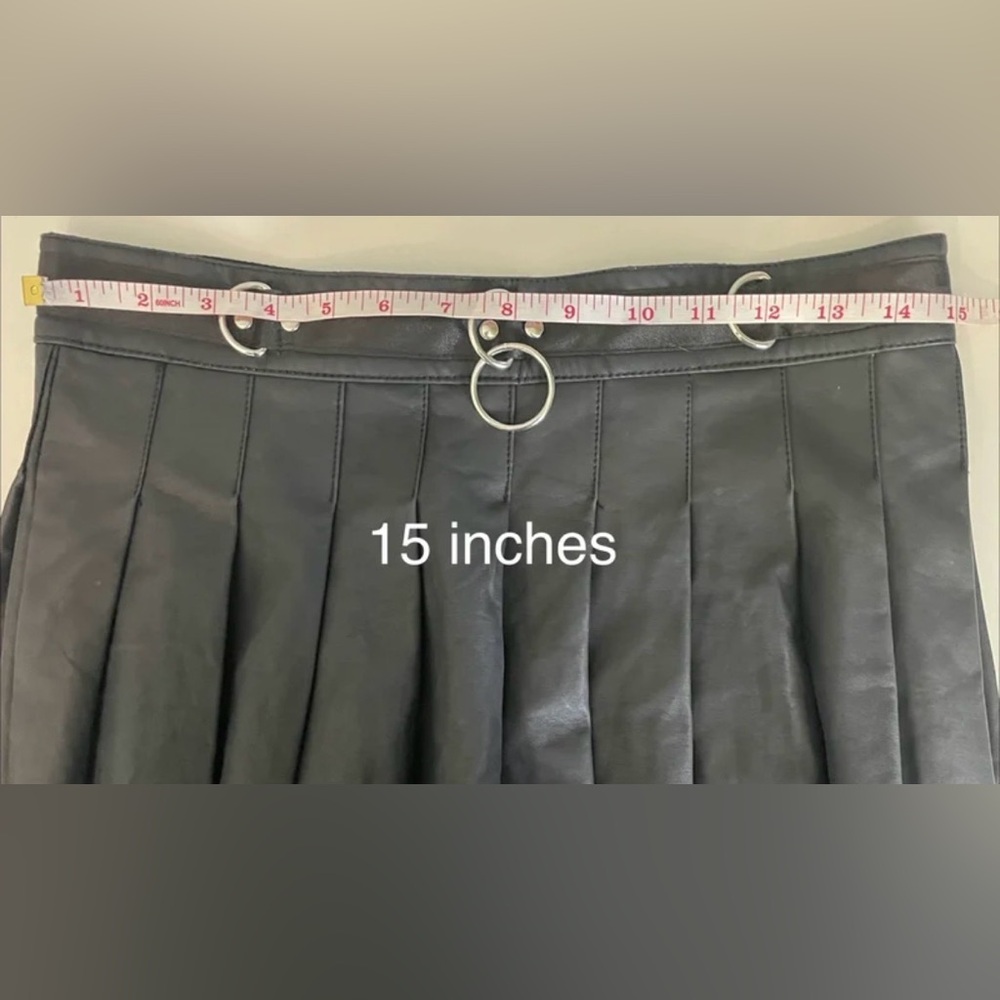 Current Mood Dolls Kill Spade Pleated Mini Skirt Black Vegan Leather - Picture 8 of 8